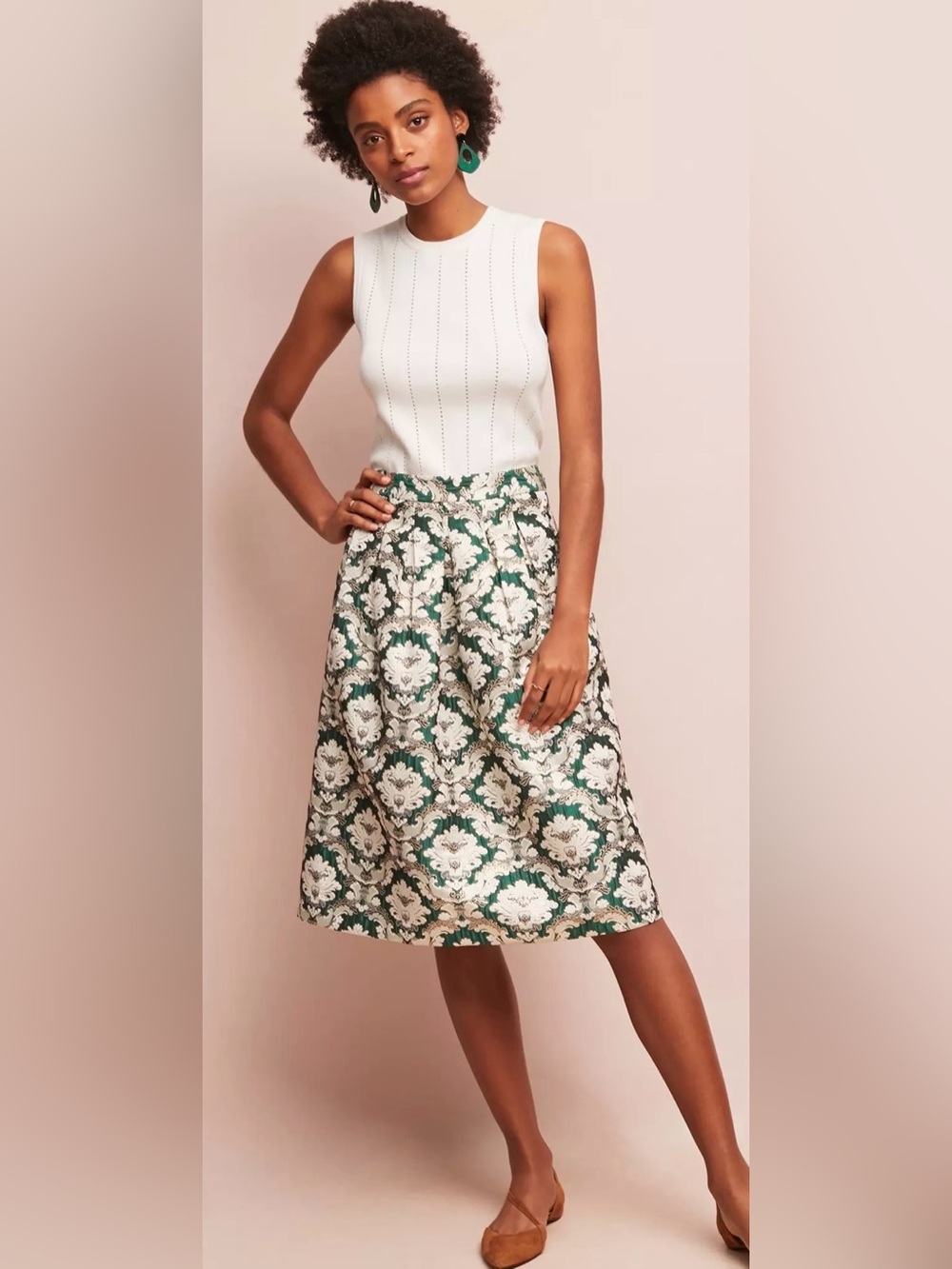 Current Air Anthropologie Jacquard Midi Skirt size S